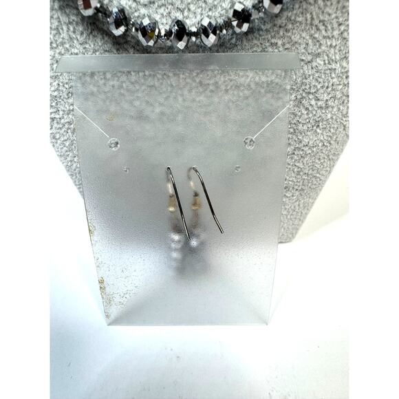 Freshwater Pearls Hematite Necklace Hematite Faceted Bicone Beaded Drop Earrings - Picture 5 of 5